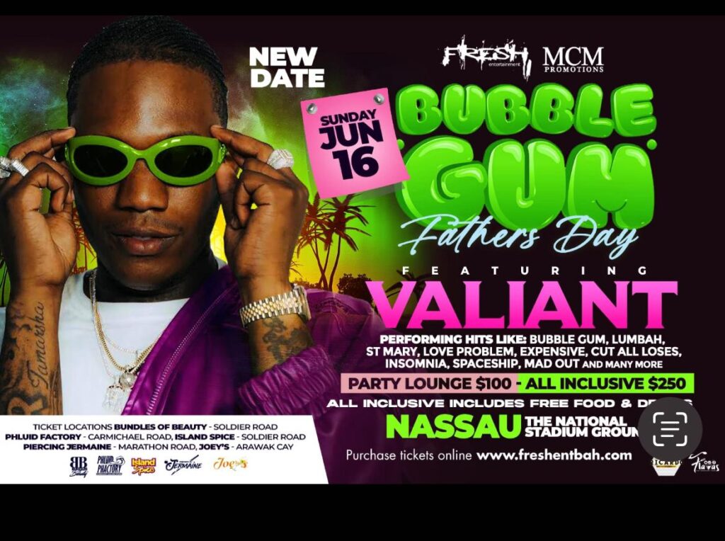 Due to ⛈️????️????inclement weather, the VALIANT show in NASSAU is postponed ☹️ the NEW DATE is SUNDAY JUNE 16th, at the Sports Center parking lot... ALL tickets will be honored on the new date.... ????Party lounge tickets are $100.00 ???????? All inclusive $250.00 Sky Box $5,000.00 only 1 more left… Happy Father's Day???????? ????….